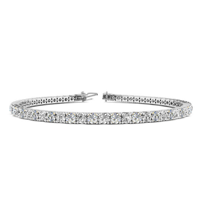 4 1/4 Carat Diamond Tennis Bracelet In 14 Karat White Gold, 7 1/2 Inches
