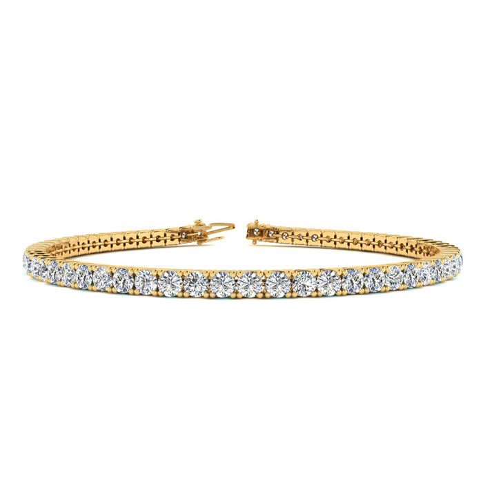 4 1/4 Carat Diamond Tennis Bracelet In 14 Karat Yellow Gold, 7 1/2 Inches
