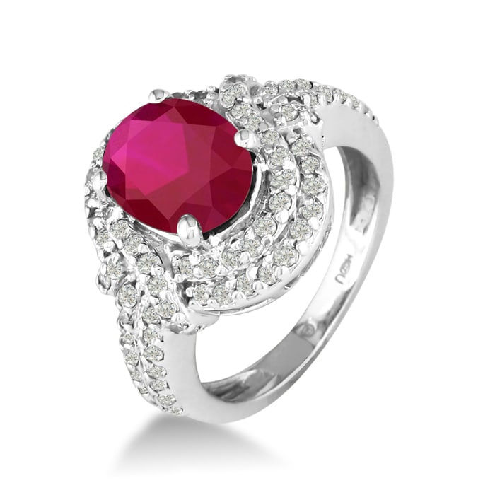 MasterCrafted Impressive 3 Carat Ruby and Diamond Ring in 14 Karat White Gold