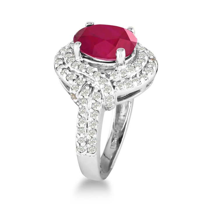 MasterCrafted Impressive 3 Carat Ruby and Diamond Ring in 14 Karat White Gold