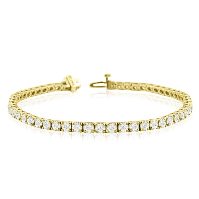 9 Carat Diamond Tennis Bracelet In 14 Karat Yellow Gold, 9 Inches