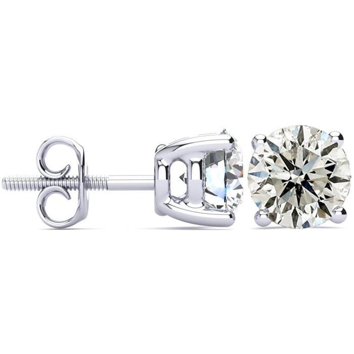3 Carat Diamond Stud Earrings In 14 Karat White Gold