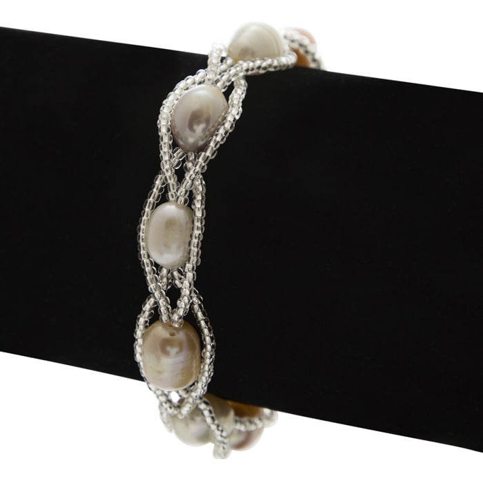 8mm Freshwater Cultured Pearl and Fine Crystal Bracelet