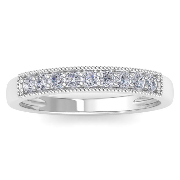 1/4 Carat Diamond Wedding Band In 14K White Gold