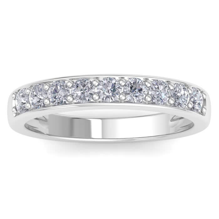 1/2 Carat Diamond Wedding Band In 14 Karat White Gold
