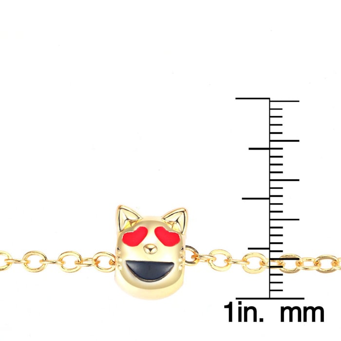 Purrfect Smiling Cat With Heart Eyes Emoji Anklet 9 Inches