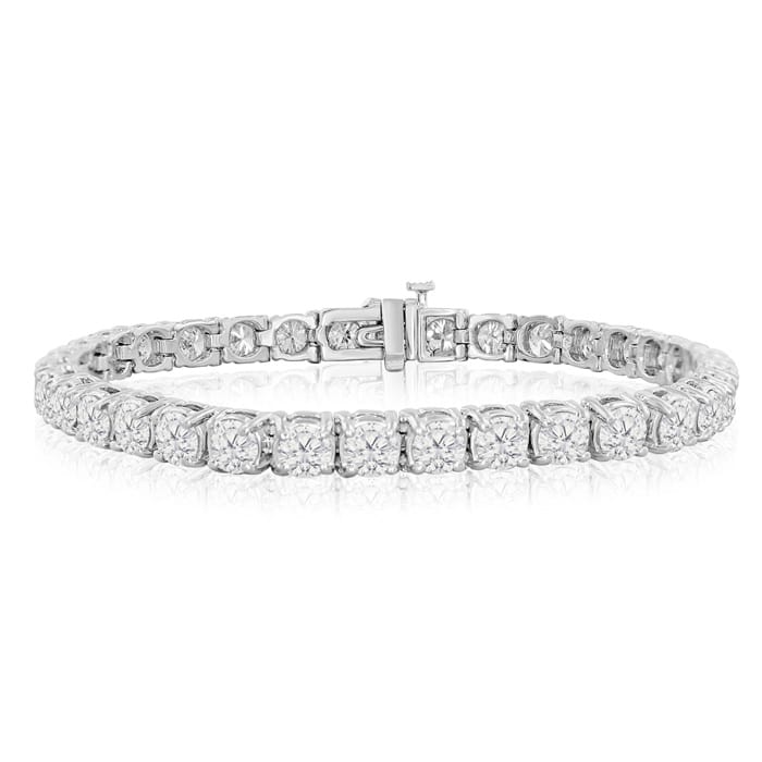 13 1/2 Carat Diamond Tennis Bracelet In 14 Karat White Gold, 8 1/2 Inches