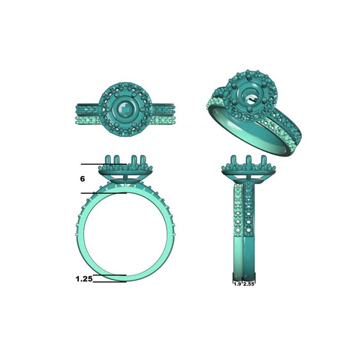 2 Carat Round Floating Halo Diamond Bridal Set in 14k White Gold