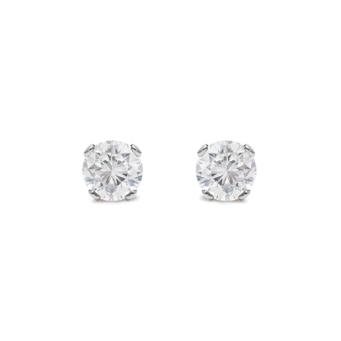 5 Point Tiny Diamond Stud Earrings in Solid Sterling Silver. One Of SuperJeweler's Most Popular Items!
