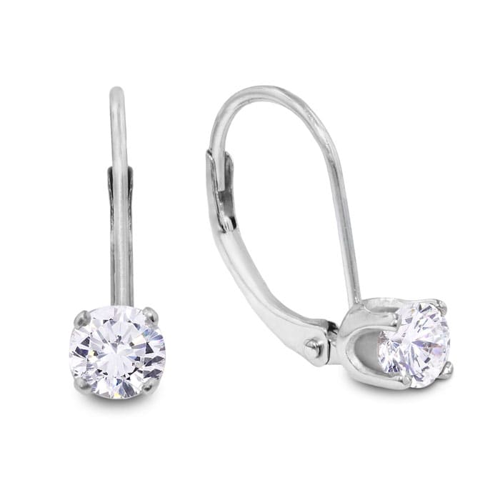 Diamond Drop Earrings: 2 Carat Diamond Drop Earrings in 14k White Gold