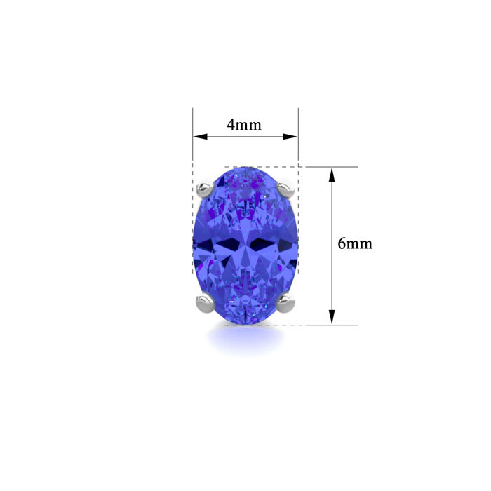 1 Carat Oval Shape Tanzanite Stud Earrings In Sterling Silver