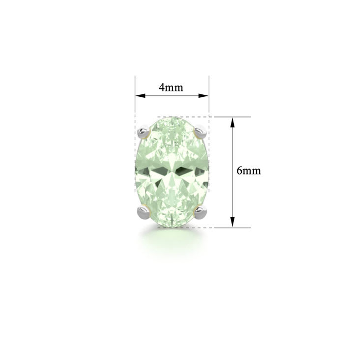 1 Carat Oval Shape Green Amethyst Stud Earrings In Sterling Silver