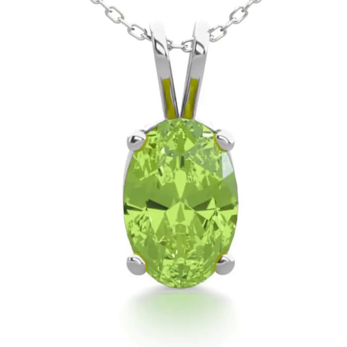 1/2 Carat Oval Shape Peridot Necklace In Sterling Silver, 18 Inches
