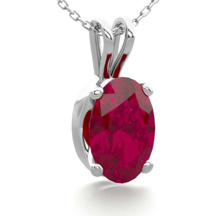 1/2 Carat Oval Shape Ruby Necklace In Sterling Silver, 18 Inches
