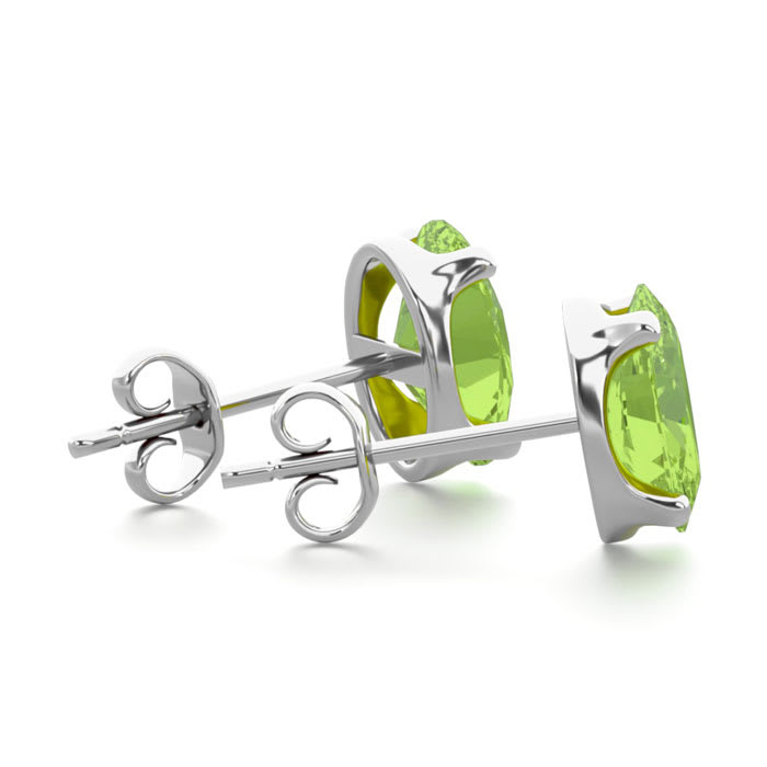 1 3/4 Carat Oval Shape Peridot Stud Earrings In Sterling Silver
