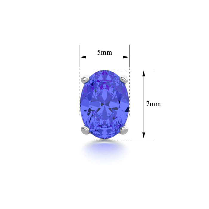 2 Carat Oval Shape Tanzanite Stud Earrings In Sterling Silver