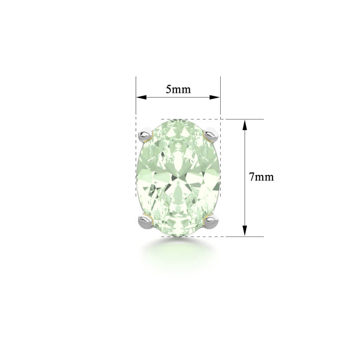 1 1/2 Carat Oval Shape Green Amethyst Stud Earrings In Sterling Silver
