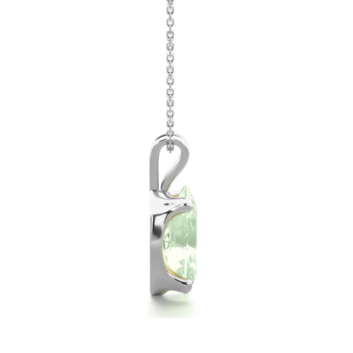 3/4 Carat Oval Shape Green Amethyst Necklace In Sterling Silver, 18 Inches