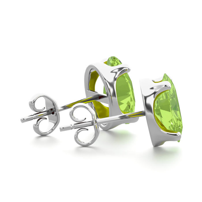 2 3/4 Carat Oval Shape Peridot Stud Earrings In Sterling Silver