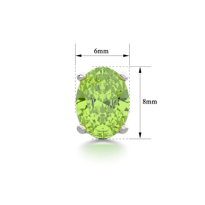 2 3/4 Carat Oval Shape Peridot Stud Earrings In Sterling Silver