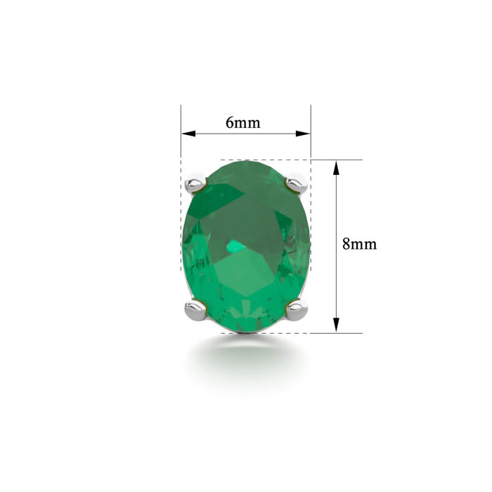 2 1/3 Carat Oval Shape Emerald Stud Earrings In Sterling Silver