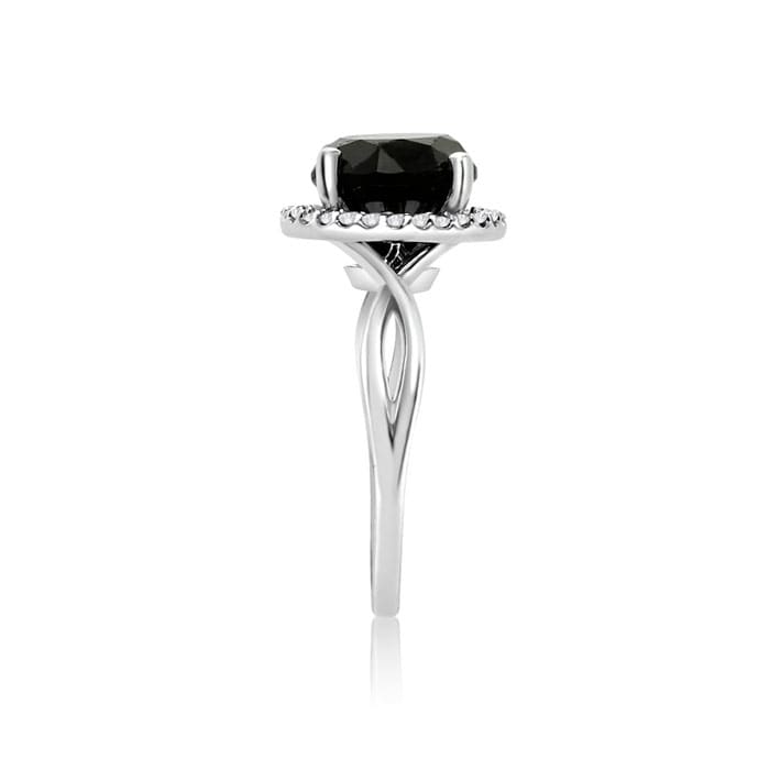 4 3/4 Carat Black and White Diamond Halo Ring In 14 Karat White Gold
