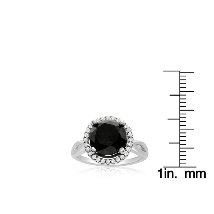 4 3/4 Carat Black and White Diamond Halo Ring In 14 Karat White Gold
