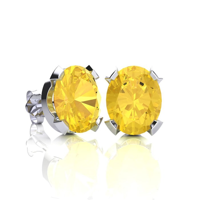 3 Carat Oval Shape Citrine Necklace and Earring Set In Sterling Silver