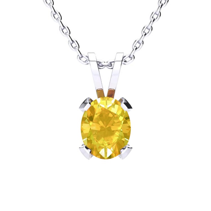 3 Carat Oval Shape Citrine Necklace and Earring Set In Sterling Silver