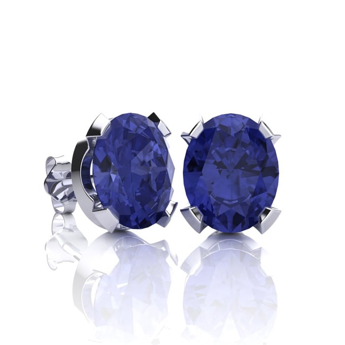 3 Carat Oval Shape Tanzanite Necklace and Earring Set In Sterling Silver