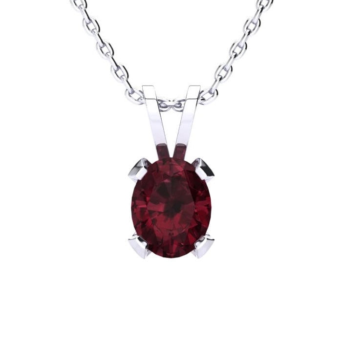 Garnet Necklace: Garnet Jewelry: 3 Carat Oval Shape Garnet Necklace and Earring Set In Sterling Silver
