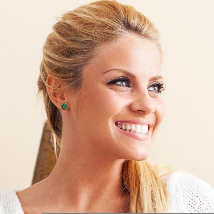 3-1/2 Carat Oval Shape Emerald Necklaces and Earring Set In Sterling Silver, 18 Inch Chain