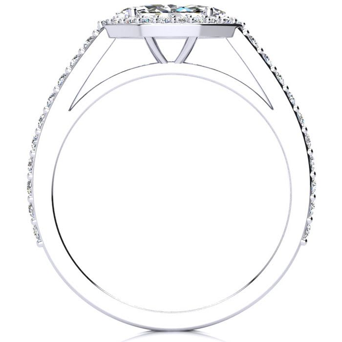 3/4 Carat Marquise Shape Halo Diamond Engagement Ring in 14 Karat White Gold