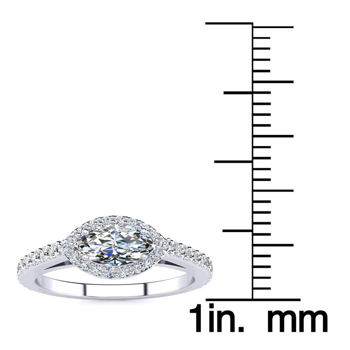 3/4 Carat Marquise Shape Halo Diamond Engagement Ring in 14 Karat White Gold