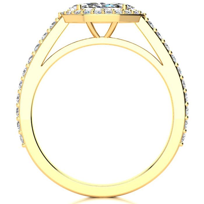 3/4 Carat Marquise Shape Halo Diamond Engagement Ring in 14 Karat Yellow Gold