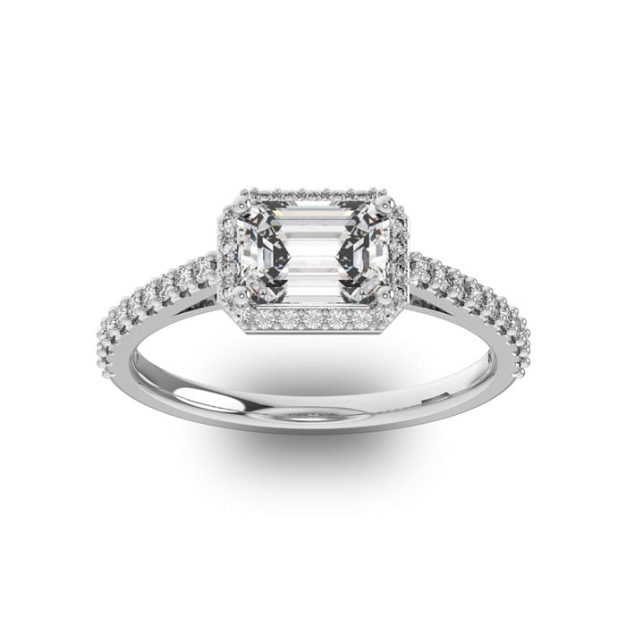 1 1/3 Carat Halo Diamond Engagement Ring in 14 Karat White Gold