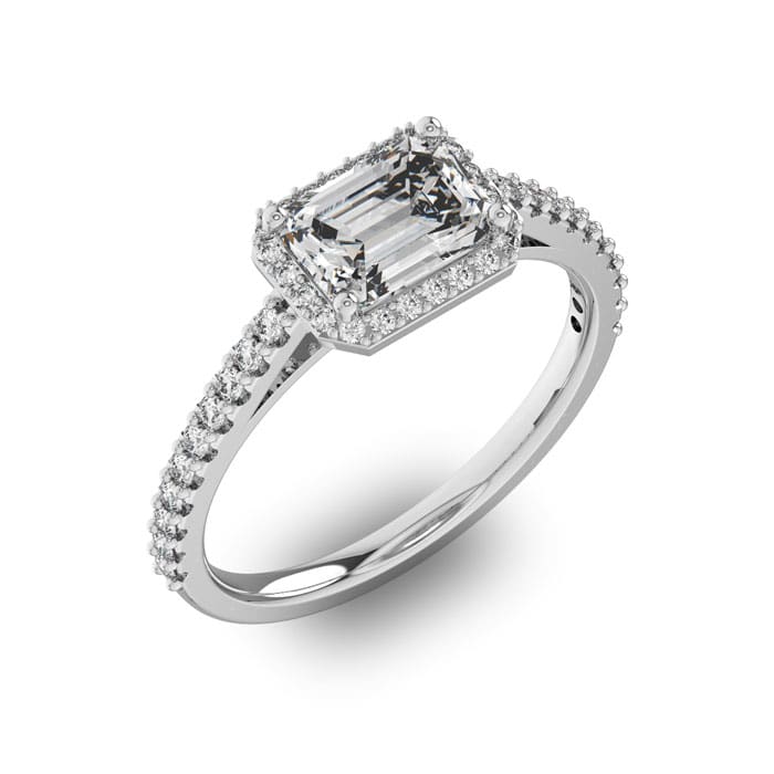 1 1/3 Carat Halo Diamond Engagement Ring in 14 Karat White Gold