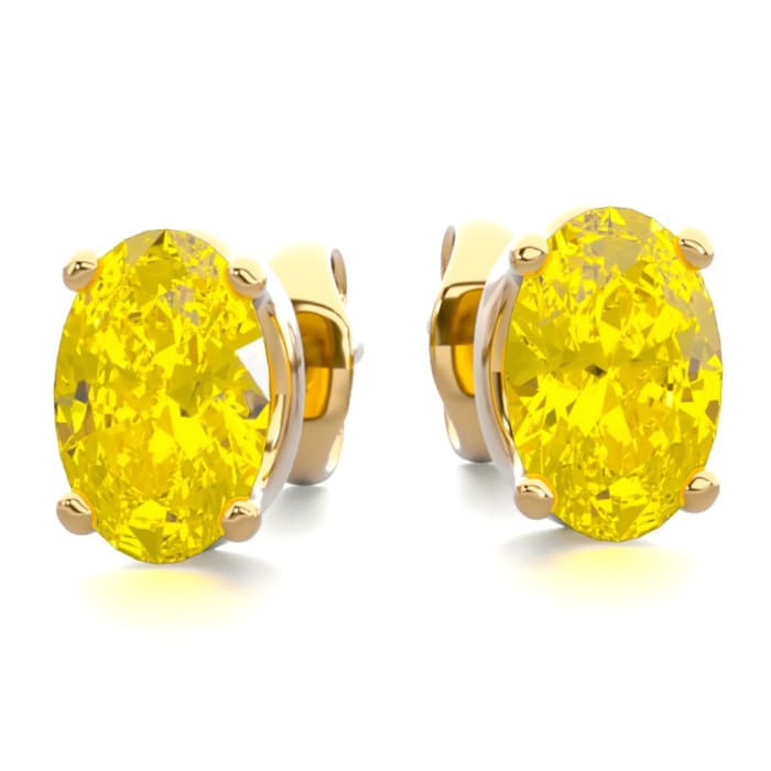 1 Carat Oval Shape Citrine Stud Earrings In 14K Yellow Gold Over Sterling Silver