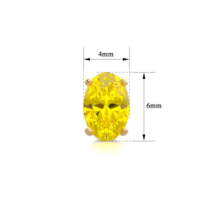 1 Carat Oval Shape Citrine Stud Earrings In 14K Yellow Gold Over Sterling Silver