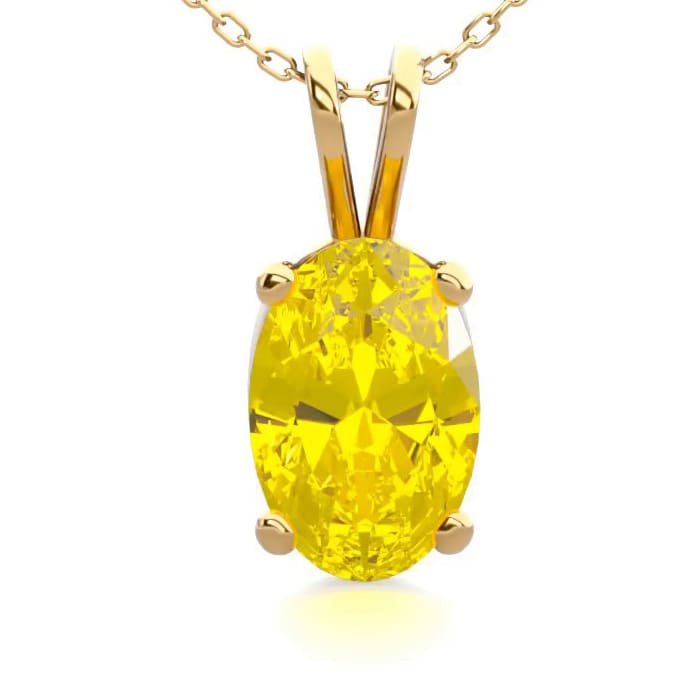 1/2 Carat Oval Shape Citrine Necklace In 14K Yellow Gold Over Sterling Silver, 18 Inches