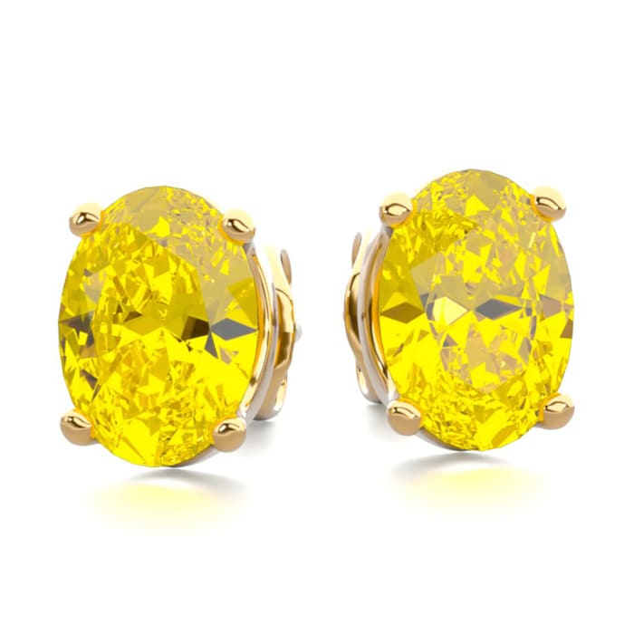 1 1/2 Carat Oval Shape Citrine Stud Earrings In 14K Yellow Gold Over Sterling Silver