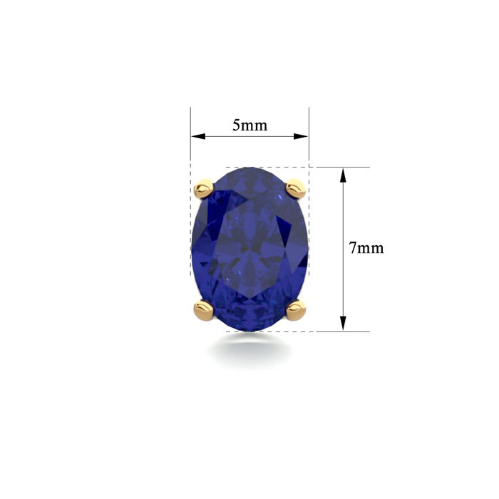 2 Carat Oval Shape Sapphire Stud Earrings In Yellow Gold OverSterling Silver. Beautiful Blue Sapphires!