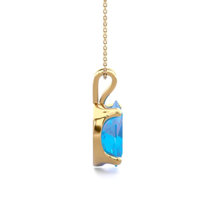 1 1/2 Carat Oval Shape Blue Topaz Necklace In 14K Yellow Gold Over Sterling Silver, 18 Inches