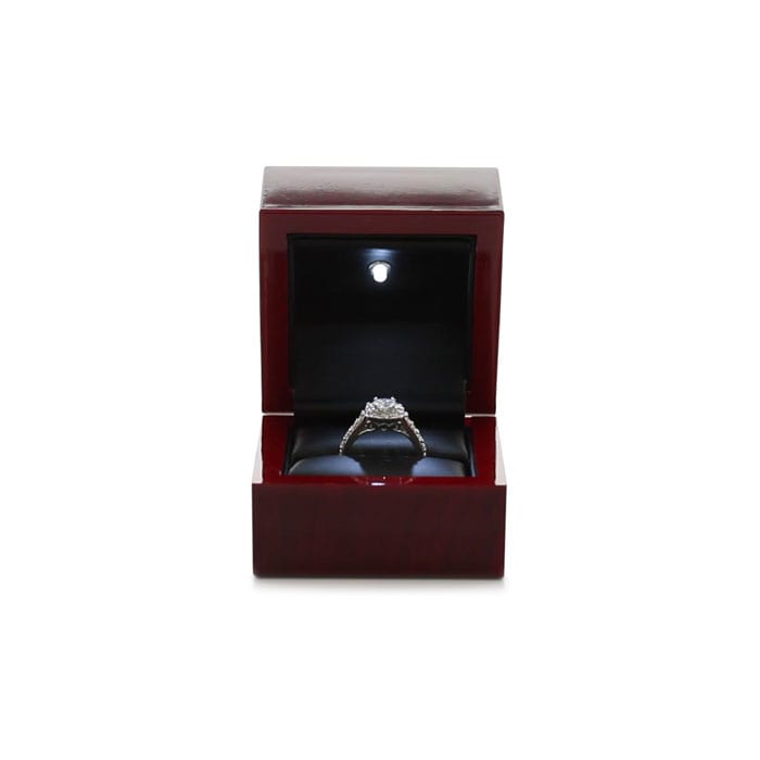 Cherry Wood Ring Box With Overhead Light