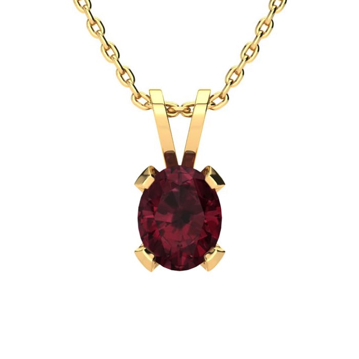 Garnet Necklace: Garnet Jewelry: 3 Carat Oval Shape Garnet Necklace and Earring Set In 14K Yellow Gold Over Sterling Silver