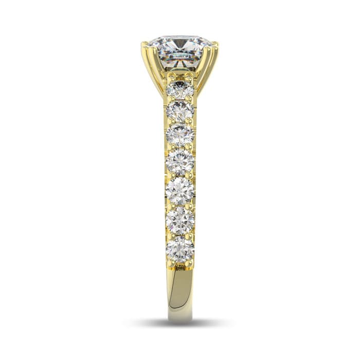 1 1/2 Carat Cushion Cut Double Prong Set Engagement Ring in 14 Karat Yellow Gold