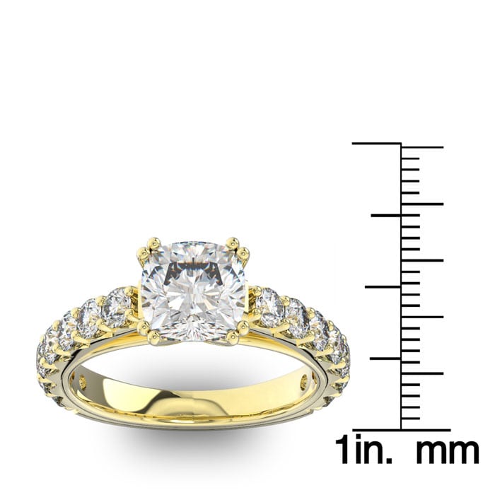 4 1/2 Carat Round Shape Double Prong Set Engagement Ring In 14 Karat Yellow Gold