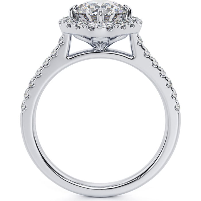 1 1/3 Carat Cushion Style Halo Diamond Engagement Ring in 14 Karat White Gold 