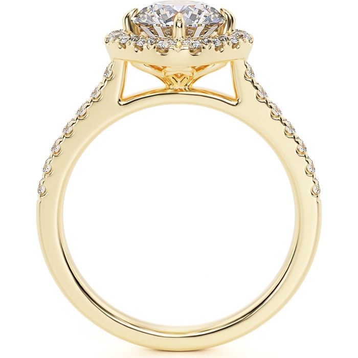 1 1/3 Carat Cushion Style Halo Diamond Engagement Ring in 14 Karat Yellow Gold 