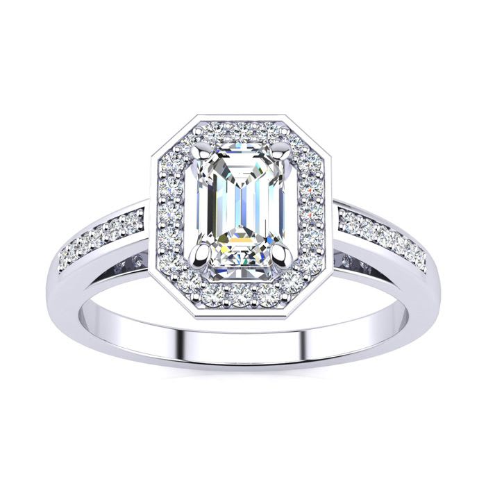 1 Carat Halo Diamond Engagement Ring In 14 Karat White Gold